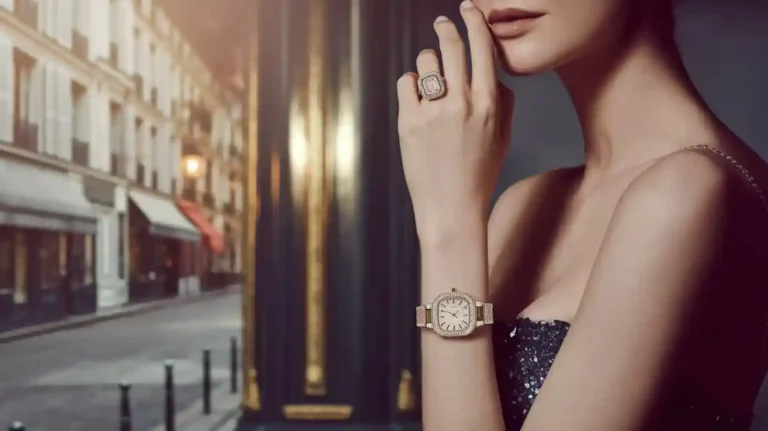 femme qui porte une montre et une bague assorties